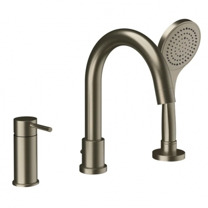 Смеситель на борт ванны Gessi 18637 брашированный никель (finox brushed nickel) однорычажный, длина излива 18.7 см