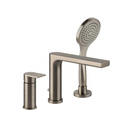 Смеситель на борт ванны Gessi 38634 брашированный никель (finox brushed nickel) однорычажный, длина излива 19 см