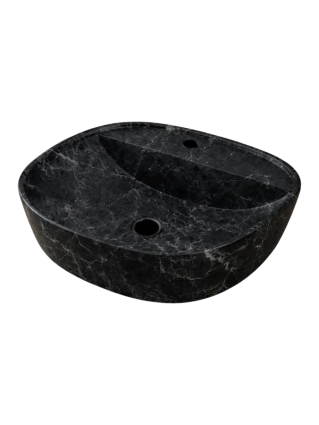 Nofer Раковина накладная овальная, с полочкой для смесителя 405x405x120 мм 40 CG.23598 мрамор черный