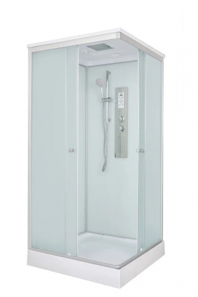 Душевая кабина DTO D LK115GM+EL с гидромассажем, профиль хром, стекло матовое, квадратная, c крышей