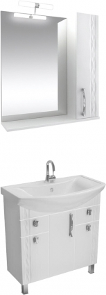 Мебель для ванной Triton Кристи 80, 3 двери, 2 ящика, белая, с подсветкой, ручки хром