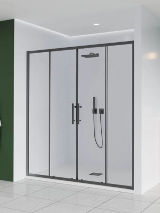 Душевая дверь Veconi Evo 400 GR, 1600x1950, графит брашинг, стекло прозрачное, раздвижная