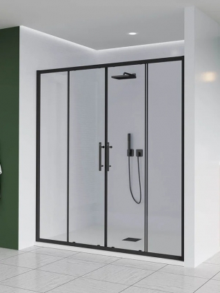 Душевая дверь Veconi Evo 400 B, 1700x1950, черный матовый, стекло прозрачное, раздвижная