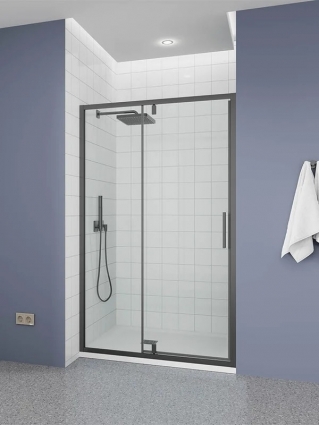 Душевая дверь Veconi P20 GR, 1200x1900, графит брашинг, стекло прозрачное, распашная
