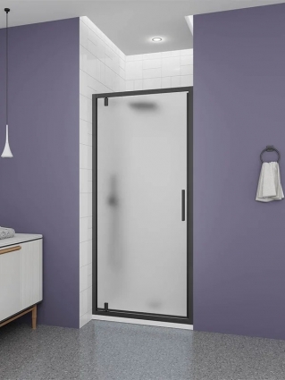 Душевая дверь Veconi P30 B, 800x1900, черный матовый, стекло матовое, распашная