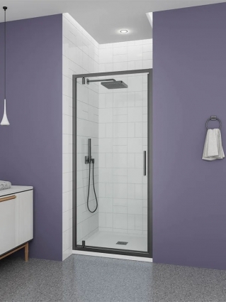 Душевая дверь Veconi P30 GR, 700x1900, графит брашинг, стекло прозрачное, распашная
