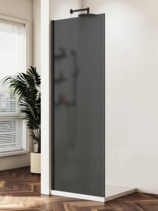Душевая перегородка Vincea Walk-in WS VSW-1HWS900GFB 90 см, профиль матовый черный, стекло матовое тонированное в современном стиле