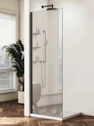 Душевая перегородка Vincea Walk-in WS VSW-1HWS100MRB 100 см, профиль матовый черный, стекло зеркальное в современном стиле