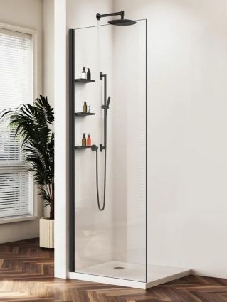 Душевая перегородка Vincea Walk-in WS VSW-1HWS800CLB 80 см, профиль матовый черный, стекло прозрачное в современном стиле