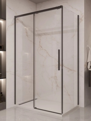 Душевой уголок Vincea Stella VSR-1ST1012CLB 120x100 см, профиль матовый черный, стекло прозрачное, прямоугольный, двери раздвижные