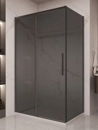Душевой уголок Vincea Stella VSR-1ST9012CGB 120x90 см, профиль матовый черный, стекло тонированное, прямоугольный, двери раздвижные