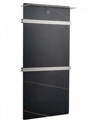 Полотенцесушитель электрический Wonzon & Woghand Stuttgart WW-A504-BR 80x45 см, подключение справа, черный мрамор, брашированный никель, с полкой, сталь