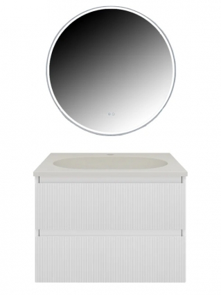 Мебель для ванной комнаты Vincea Welle 60 m.white soft-touch, раковина VCB-4H600J жасмин, подвесная, матовая