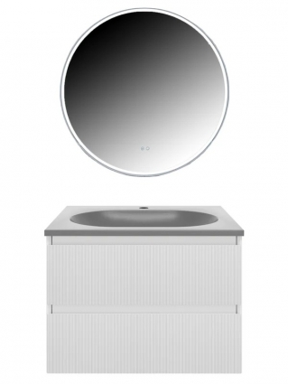 Мебель для ванной комнаты Vincea Welle 60 m.white soft-touch, раковина VCB-4H600G серый шелк, подвесная, матовая