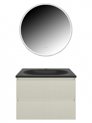 Мебель для ванной комнаты Vincea Welle 60 m.beige soft-touch, раковина VCB-4H600A антрацит, подвесная, матовая
