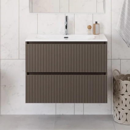 Тумба под раковину без столешницы BelBagno Uno 90 подвесная, 2 ящика, матовая бежевая, с доводчиками