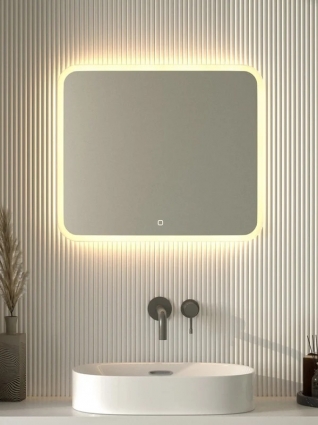 Зеркало Defesto DF 3816SH 70x60 с матированием и LED-подсветкой, 23W, сенсорный выключатель, теплый желтый свет