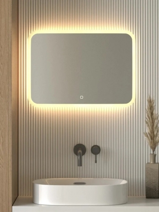 Зеркало Defesto DF 3814SH 70x50 с матированием и LED-подсветкой, 21W, сенсорный выключатель, теплый желтый свет