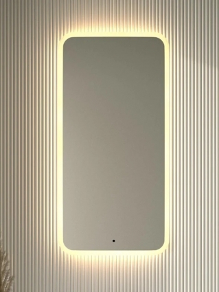 Зеркало Defesto DF 3815R 50x100 с матированием и LED-подсветкой, 28W, ИК - выключатель, теплый желтый свет