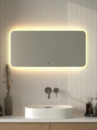 Зеркало Defesto DF 3815RH 100x50 с матированием и LED-подсветкой, 28W, ИК - выключатель, теплый желтый свет