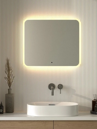 Зеркало Defesto DF 3816RH 70x60 с матированием и LED-подсветкой, 23W, ИК - выключатель, теплый желтый свет