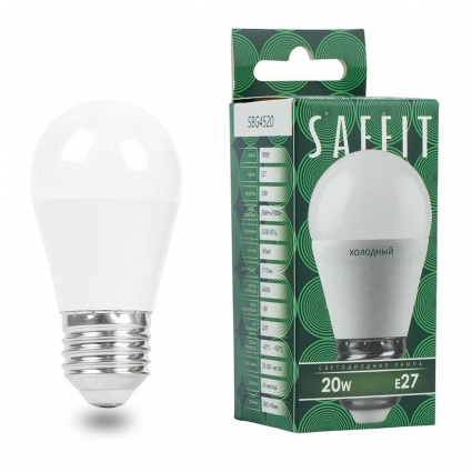 Лампа светодиодная Saffit E27 20W 6400K матовая SBG4520 55278 цвет белый