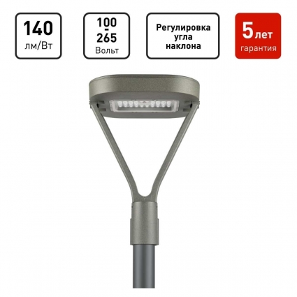 Светильник светодиодный садово-парковый ЭРА SPP-505-0-50K-050 50Вт 5000K IP65 серый Б0062718 цвет серый