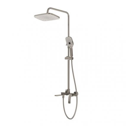 Душевая стойка Grossman Меркурий (Mercury) 500.K35.10.120, брашированный никель, штанга 170 см, шланг двойная оплетка 150 см