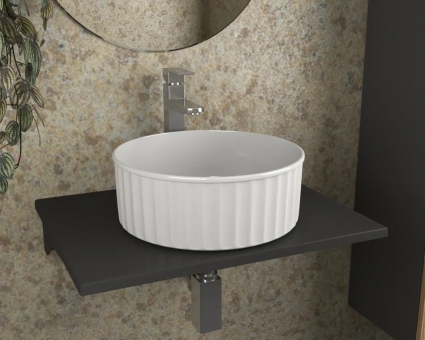 Bauedge Раковина чаша накладная круглая BAU Dream stripes D36.5, белая
