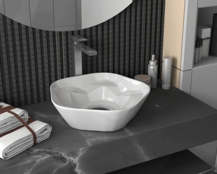 Bauedge Раковина санфаянс накладная круглая BAU Element Cristal D40.5, белая
