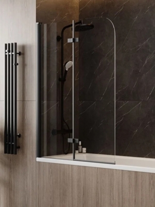 Шторка на ванну 100х140 см Maretti Valentina VA41R100140097-560, профиль черный, стекло прозрачное