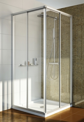 Душевой уголок GuteWetter Practic Square GK-422 120x120 см стекло бесцветное, профиль матовый хром, квадратный, двери раздвижные