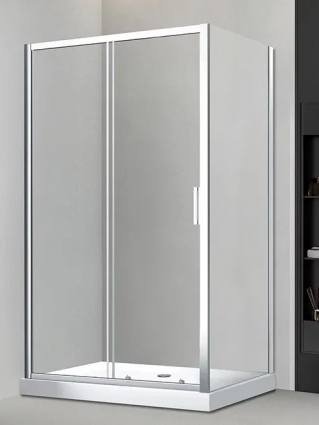 Душевой уголок Veconi Rovigo RV-046 120x90x195, профиль матовый хром, стекло прозрачное, прямоугольный, двери раздвижные