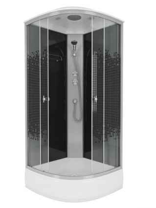 Душевая кабина Niagara E80/26/BLACK (80х80х215) 4 места четверть круга, c крышей