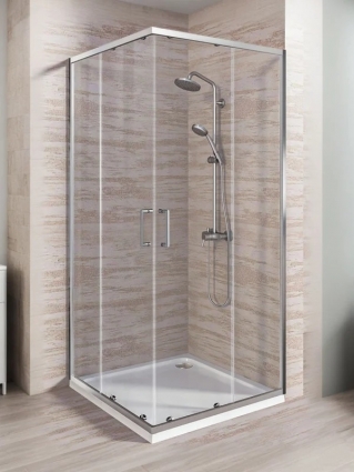 Душевой уголок Good Door Lite CR-100-C-CH 100х100 см, профиль глянцевый хром, стекло прозрачное, квадратный, двери раздвижные