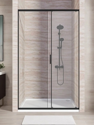 Душевая дверь в нишу Good Door Lite WTW-140-C-B 140х190 см, профиль матовый черный, стекло прозрачное, раздвижная