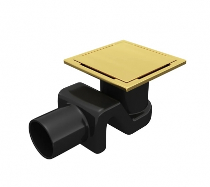 Душевой трап RGW Drain Leo 02-10Gb 10x10, в пол, золото brush, с сифоном, выпуск боковой
