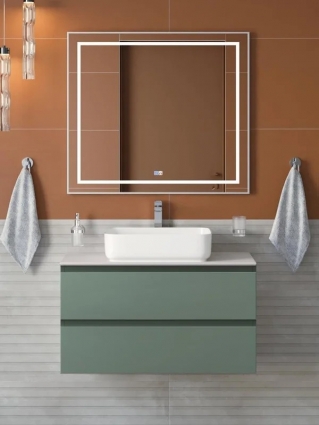 Мебель для ванной комнаты BelBagno Kraft 80 подвесная, матовая еловая, столешница kep-80-bo, раковина BB1304, с ящиками