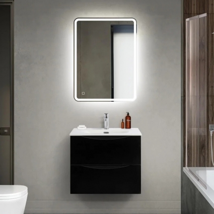Мебель для ванной комнаты BelBagno Marino-cer-mini 60 подвесная, nero lucido, с ящиками, с доводчиками