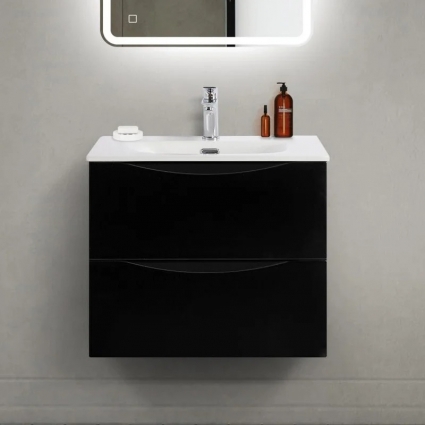 Тумба под раковину без столешницы BelBagno Marino-cer-mini 60 подвесная, nero lucido, с ящиками, с доводчиками