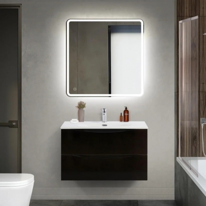 Мебель для ванной комнаты BelBagno Marino-cer-mini 80 подвесная, nero lucido, матовая, с ящиками