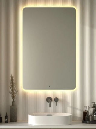 Зеркало Defesto DF 3820R 80x120 с матированием и LED-подсветкой, 38W, ИК - выключатель, теплый желтый свет