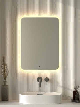 Зеркало Defesto DF 3817R 60x80 с матированием и LED-подсветкой, 25W, ИК - выключатель, теплый желтый свет