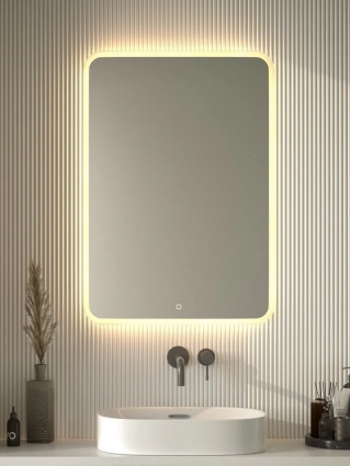 Зеркало Defesto DF 3819S 70x100 с матированием и LED-подсветкой, 32W, сенсорный выключатель, теплый желтый свет