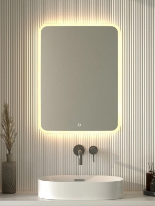 Зеркало Defesto DF 3817S 60x80 с матированием и LED-подсветкой, 25W, сенсорный выключатель, теплый желтый свет