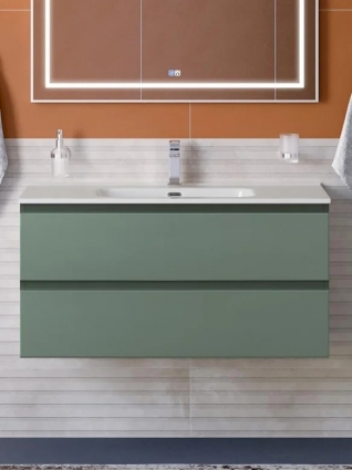 Тумба с раковиной BelBagno Kraft 100 подвесная, матовая еловая, раковина bb1000etl, с ящиками