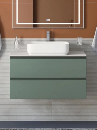 Тумба с раковиной BelBagno Kraft 80 подвесная, матовая еловая, столешница kep-80-bo, раковина BB1304, с ящиками