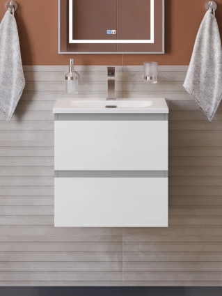 Тумба с раковиной BelBagno Kraft 39 60 подвесная, bianco opaco, раковина bb-8099-3-60, матовая, с ящиками