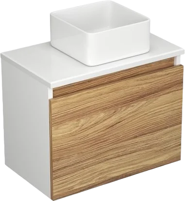Тумба с раковиной Bauedge Dream Blackwood 50 подвесная, 1 ящик, белая, дуб, раковина Hotel Mini BH1003, матовая, с доводчиками
