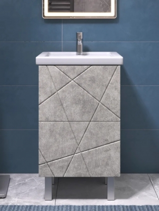 Тумба с раковиной Vigo Geometry 50 бетон, раковина Kirovit Фостер 50, подвесная, матовая